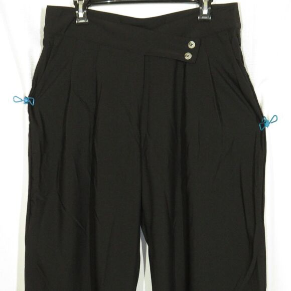 Halara Black Lightweight Asymmetric High Waist Pleated Wide Leg Pants Size Large - Picture 5 of 7